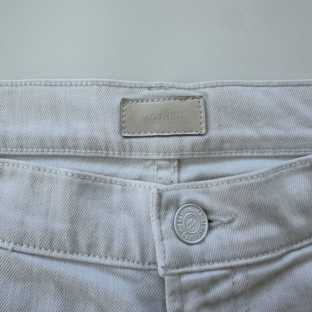 Mother The Dropout Broken Glass White Boyfriend Jean Size 27 Runs Big - Picture 3 of 6